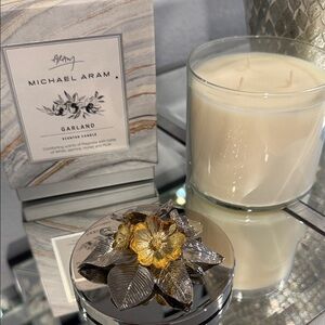 Michael Aram Garland Candle with Silver and Gold Floral Lid